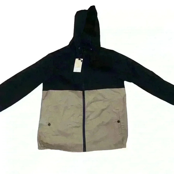 Nomad Boarding Pass Jacket Khaki Black Windbreaker Full Zip Mens M Lightweight - Picture 2 of 12